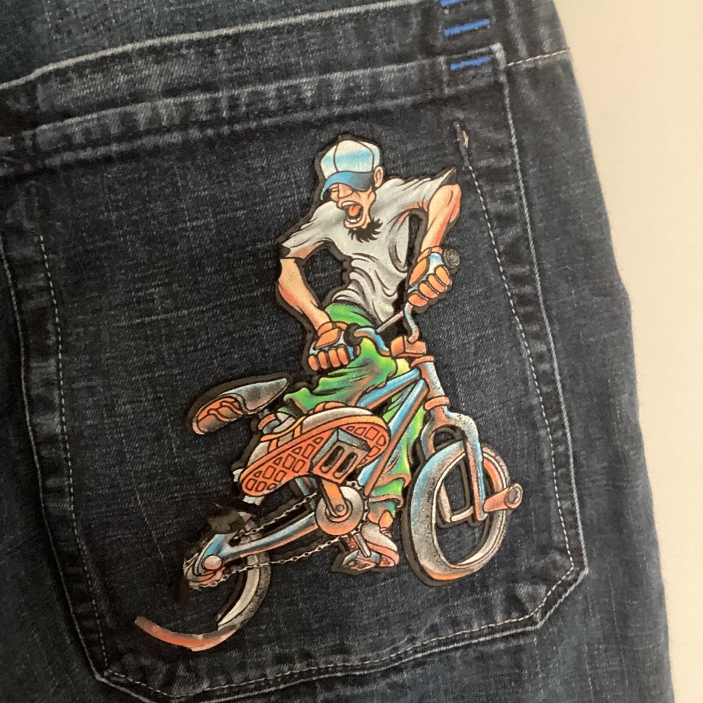 JNCO Jeans Denim Shorts Youth 18 Vintage Y2K Skater Grunge BMX  **FLAWS**